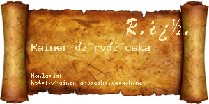 Rainer Árvácska névjegykártya